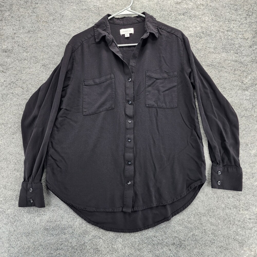 Evereve Shirt Womens Small Button Up Long Sleeve Black